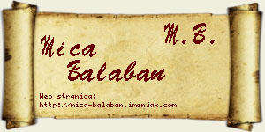 Mića Balaban vizit kartica